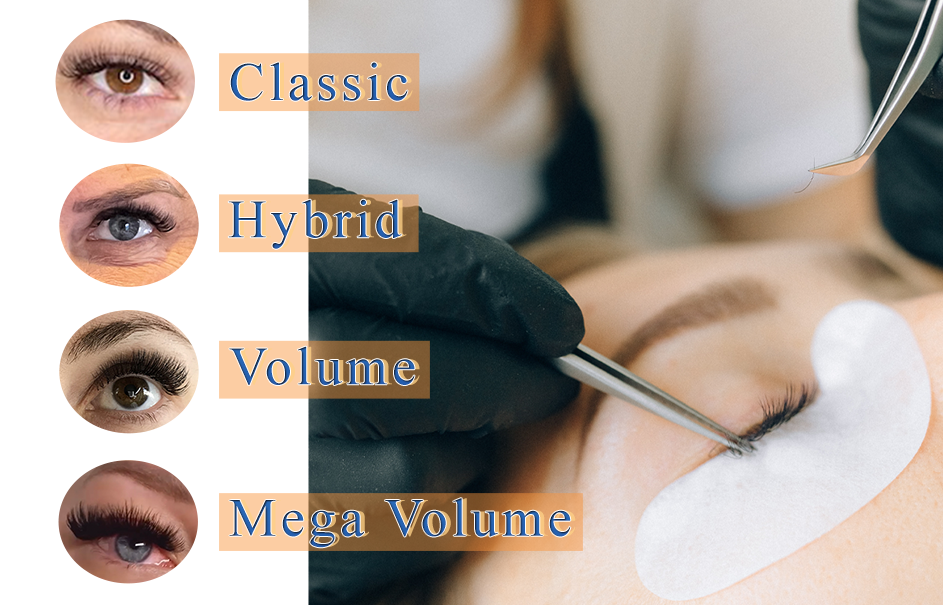 classic, hybrid, volume, & mega volume lash picture